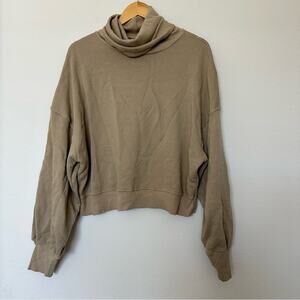 Agolde Sweatshirt Womens Medium Tan Pullover Oversized Turtleneck Balloon Sleeve